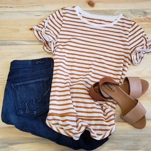 A New Day orange and White Small high-low shirt